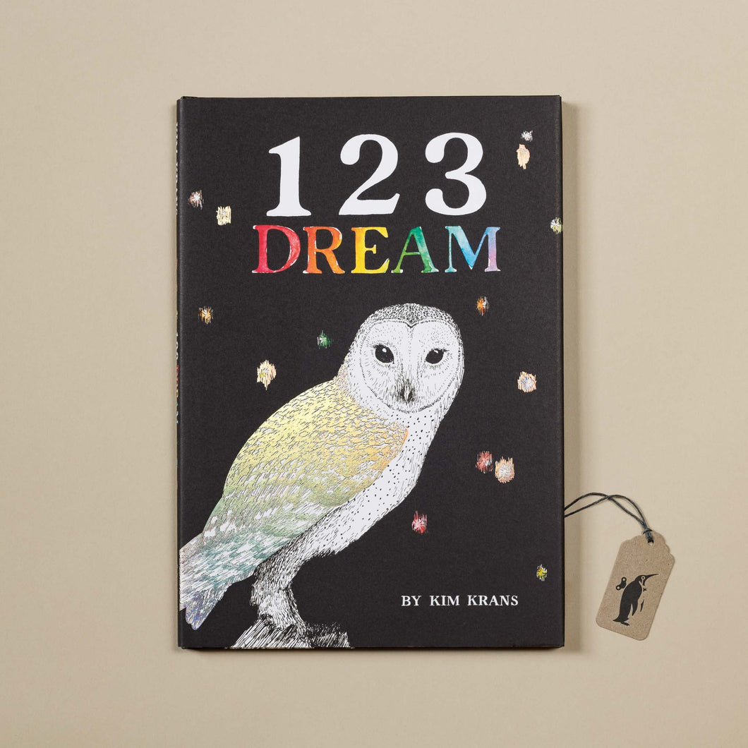 123-Dream-book-front-cover-illustrated-with-white-owl-on-black-background