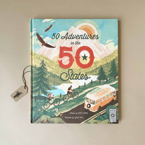 50-adventures-in-the-50-states-book-cover-showing-two-bikers-and-a-VW-van-along-a-mountain-landscape