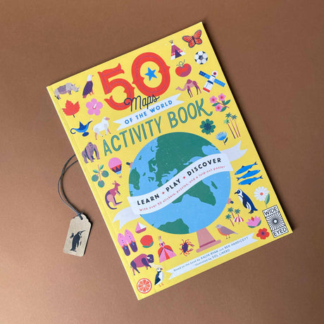 50-Maps-of-The-World-Activity-Book-paperback-front-yellow-cover-with-globe-illustration