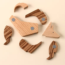Load image into Gallery viewer, archabits-wooden-magnetic-wolf-figure-in-pieces