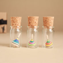 Load image into Gallery viewer, colorful-stripe-mini-spinning-topp-in-glass-jars-with-corks