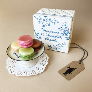 pretend-play-accessories-mini-macarons-on-a-blue-painted-plate-with-blue-floral-print-gift-box
