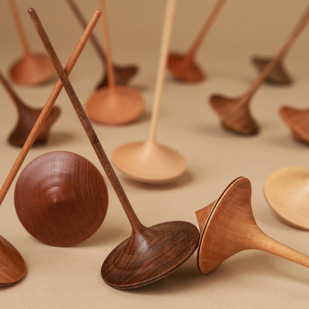 wooden spinning tops