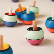 Load image into Gallery viewer, pastel-color-block-wooden-spinning-tops