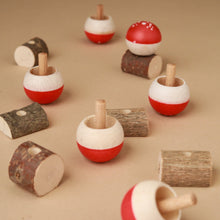 Load image into Gallery viewer, Upside-Down Wooden Spinning Top Mushroom &amp; Stand | Red - Spinning Tops/Yo-Yos - pucciManuli