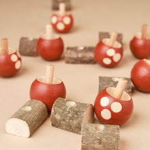 Load image into Gallery viewer, Upside-Down Wooden Spinning Top Mushroom &amp; Stand | Brown - Spinning Tops/Yo-Yos - pucciManuli