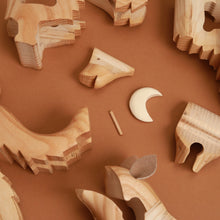 Load image into Gallery viewer, wooden-moon-surrounded-by-scattered-pieces