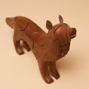 Wooden-3D-Puzzle-Howling-Wolf-Walnut-top-view