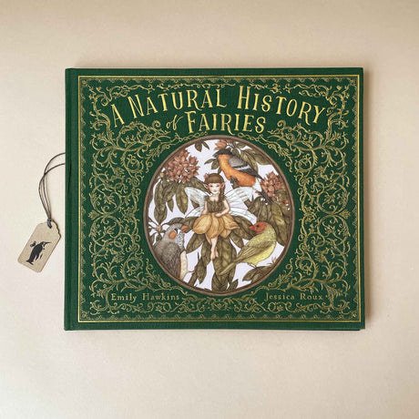 green-linen-front-cover-with-gold-embossed-design-and-title-with-fairy-illustration