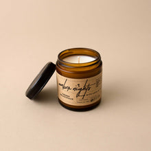 Load image into Gallery viewer, amber-nights-candle-with-lid-removed