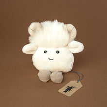 Load image into Gallery viewer, small-cream-white-ram-with-fluffy-hair-and-suede-like-horns