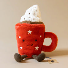 Load image into Gallery viewer, amuseable-hot-chocolate-red-mug-with-white-whipped-topping-stuffed-animal