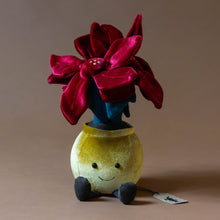 Load image into Gallery viewer, amuseable-potted-poinsettia-with-crimson-petals-and-gold-pot-stuffed-animal