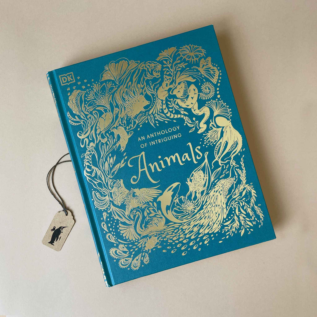 Front-Cover-of-An-Anthology-of-Intriguing-Animals-Book-teal-cover-with-gold-print