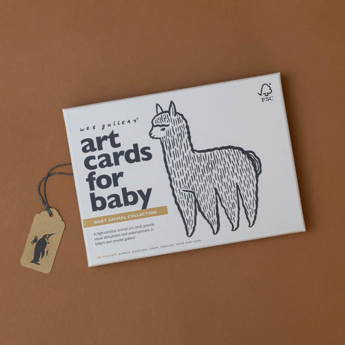  art-cards-baby-animals-black-and-white-llama-on-the-box