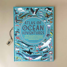 Load image into Gallery viewer, atlas-of-ocean-adventures-hardcover-book-front-blue-cover-with-many-ocean-creatures