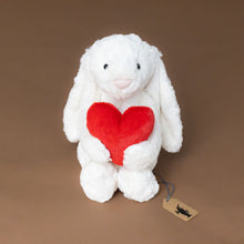 Load image into Gallery viewer, bashful-red-heart-white-bunny-medium-with-pink-nose-stuffed-animal