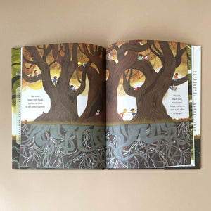 Be-a-tree-inside-pages-illustrated-children-playing-in-large-tree-with-roots-communicating