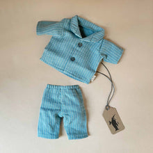 Load image into Gallery viewer, Teddy Dad Outfit | Blue Gingham Pajamas - Dolls &amp; Doll Accessories - pucciManuli