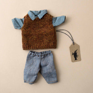 Teddy Dad Outfit | Shirt with Vest & Pants - Dolls & Doll Accessories - pucciManuli