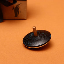 Load image into Gallery viewer, black-wooden-carved-spinning-top