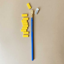 Load image into Gallery viewer, blackwing-eraser-set-yellow-shown-with-blue-blackwing-pencil