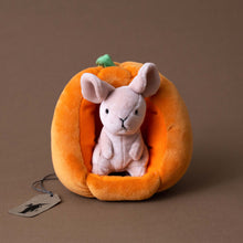 Load image into Gallery viewer, beige-stuffed-mouse-inside-stuffed-pumpkin