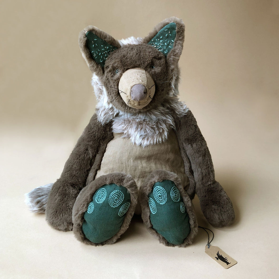 brindille-wolf-brown-teal-fluffy-embroidered-stuffed-animal