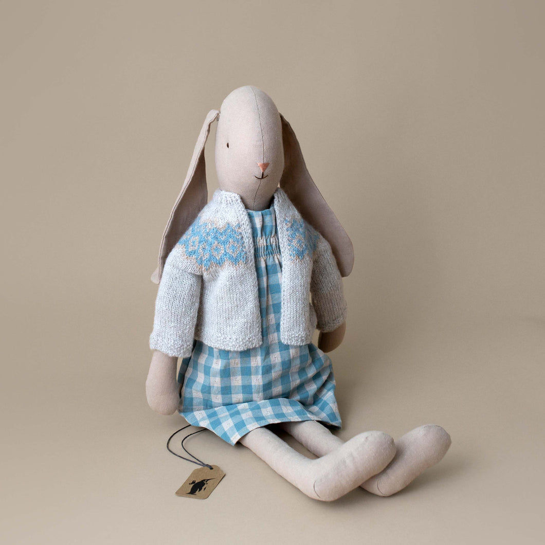 size-4-bunny-doll-wearing-blue-gingham-dress-and-fair-isle-cardigan