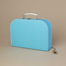 Load image into Gallery viewer, celadon-blue-suitcase-with-white-stiching-and-metal-handle