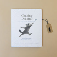 Load image into Gallery viewer, chasing-dreams-book-cover-with-a-racoon-chasing-a-butterfly