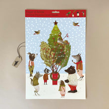 Load image into Gallery viewer, christmas-procession-advent-calendar-forest-animals-in-winter-clothes-around-christmas-tree