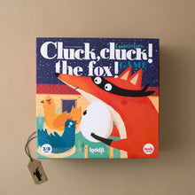 Load image into Gallery viewer, cluck-cluck-the-fox-cooperative-game-box-featuring-illustrated-fox-and-two-hens