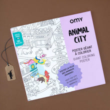 Load image into Gallery viewer, square-format-packaging-of-giant-coloring-poster-with-animal-city-motiv