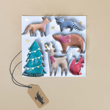 Load image into Gallery viewer, set-of-six-holiday-cookie-cutters-with-illustrated-backing-sheet