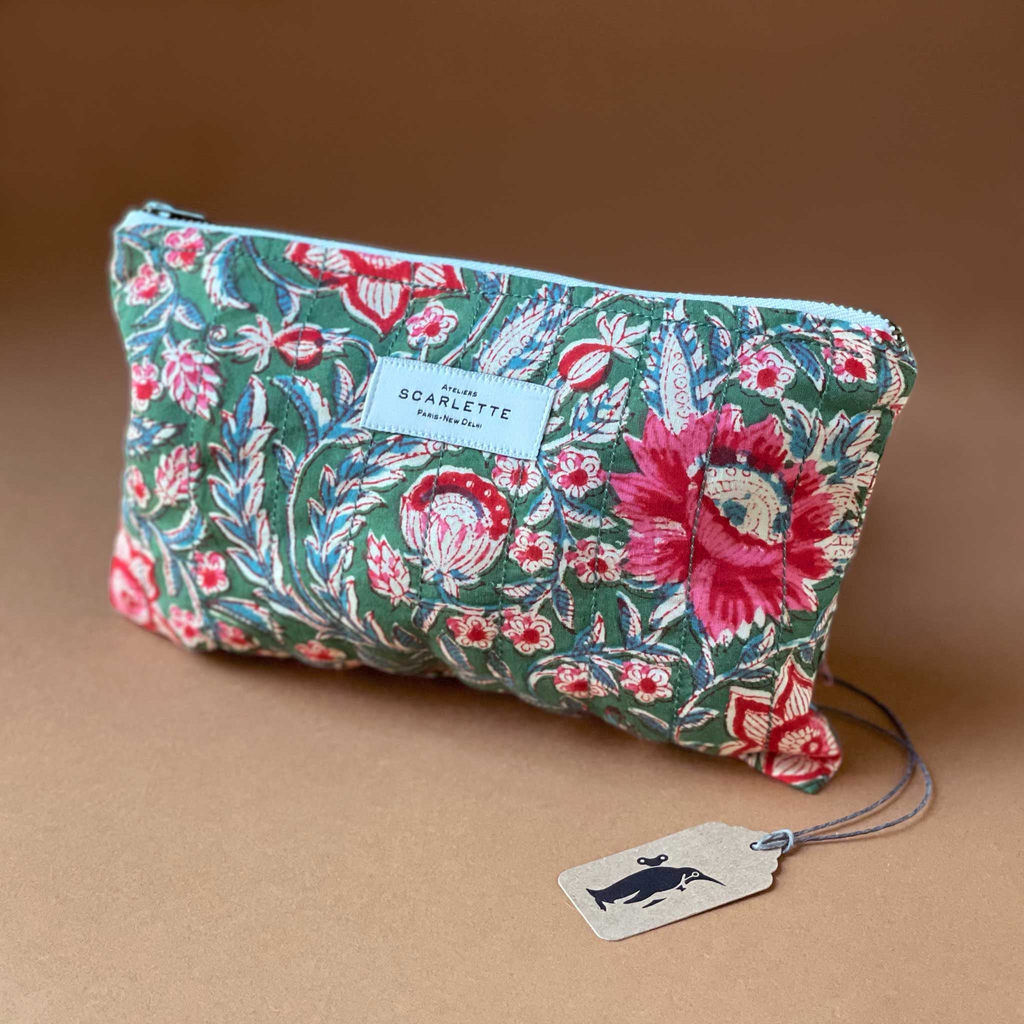 Cotton Block Print Pouch | Gysophil Verte - Bags/Totes - pucciManuli