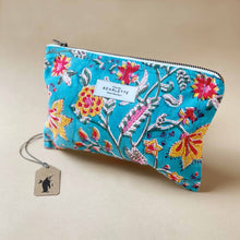 Load image into Gallery viewer, Cotton Block Print Pouch | Hydrangea - Bags/Totes - pucciManuli