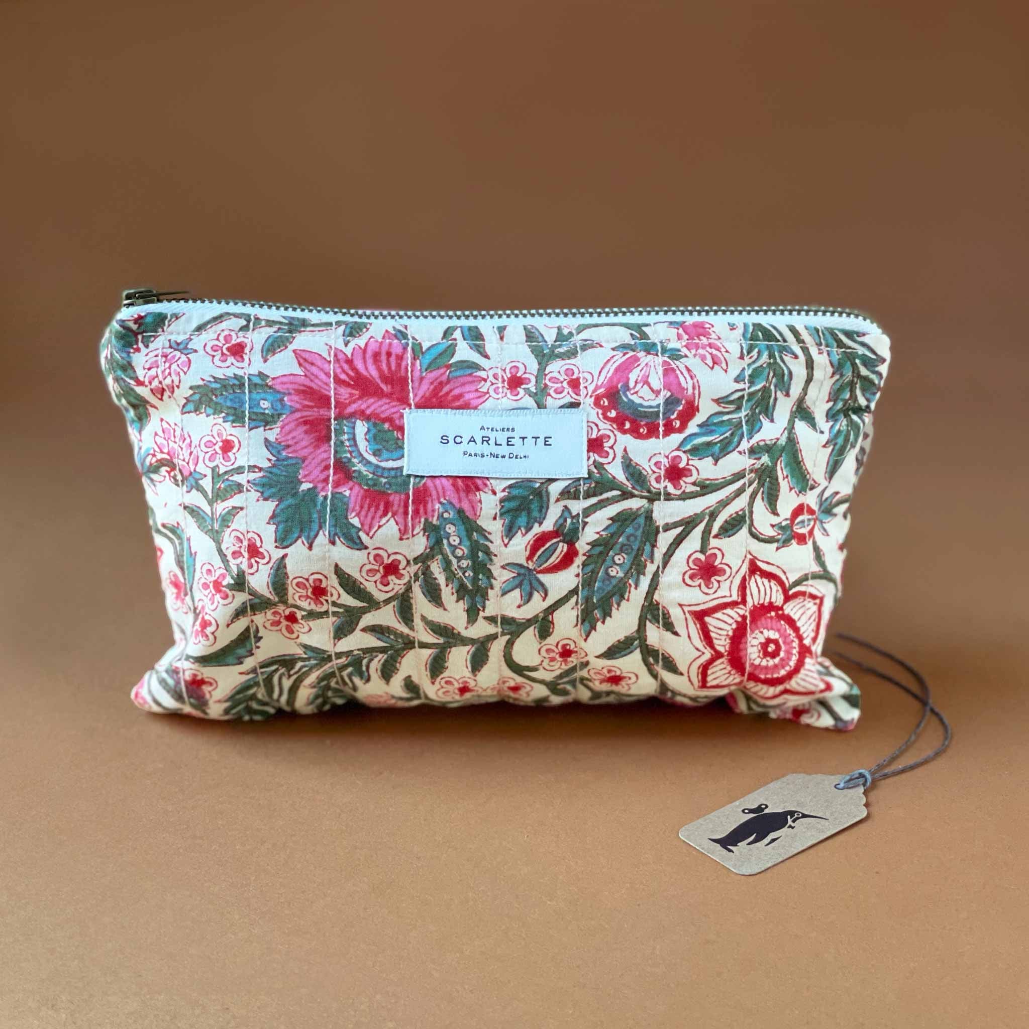 Cotton Block Print Pouch | Gysophil Rose - Bags/Totes - pucciManuli