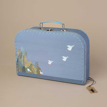 Load image into Gallery viewer, large-blue-countryside-suitcase-with-illustrated-geese