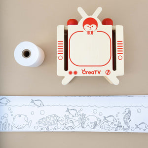 contents-of-create-your-own-tv-show-wooden-tv-and-color-roll