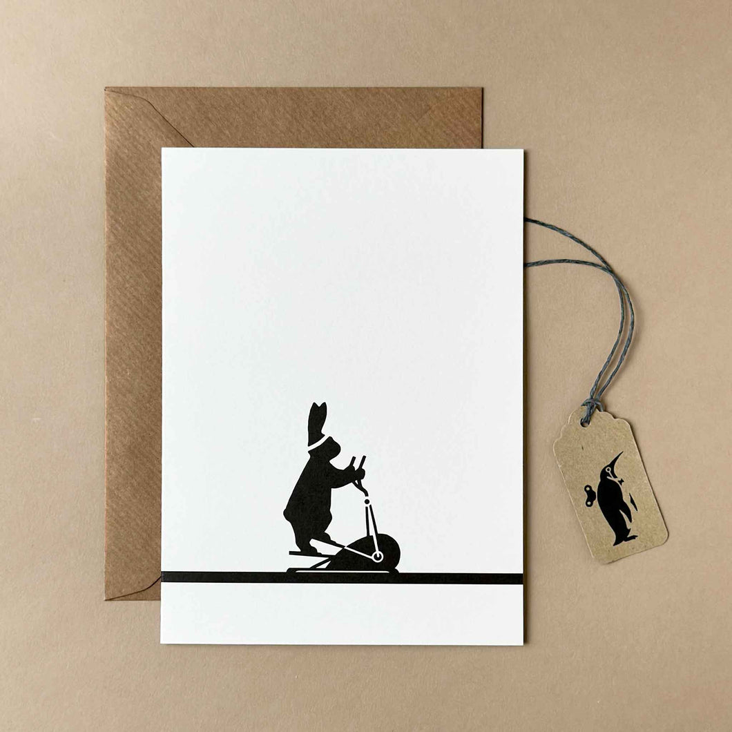 Cross Trainer Rabbit Greeting Card showing a rabbit exercising