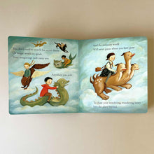 Load image into Gallery viewer, illustrated-interior-pages-of-children-flying-on-make-believe-animals