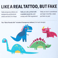 Load image into Gallery viewer, dino-friends-temporary-tatto-designs-and-instuctions
