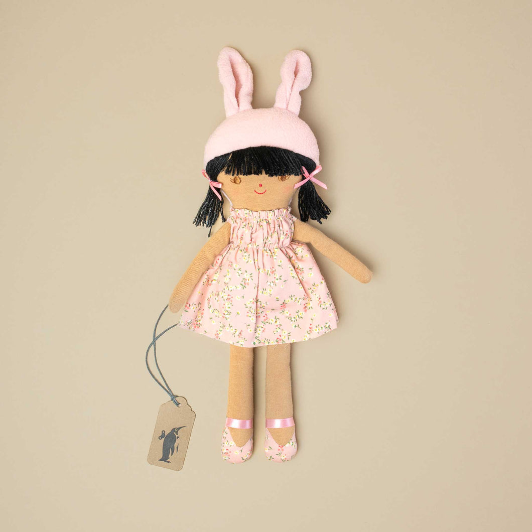 Ellie Bunny doll in pink floral dress