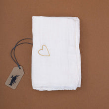 Load image into Gallery viewer, off-white-muslin-square-with-gold-embroidered-heart