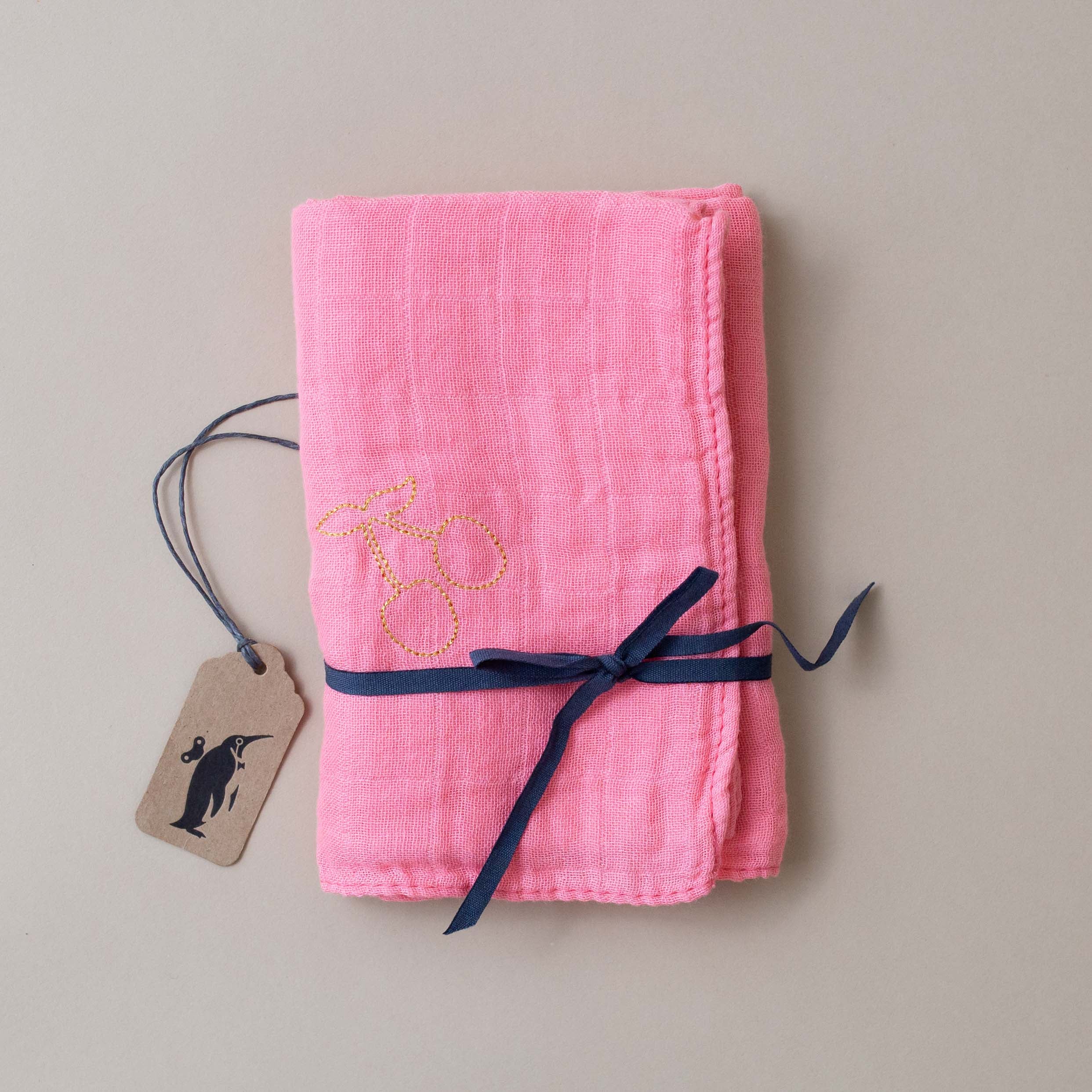Embroidered Cotton Muslin Square | Coral - Baby (Accessories) - pucciManuli