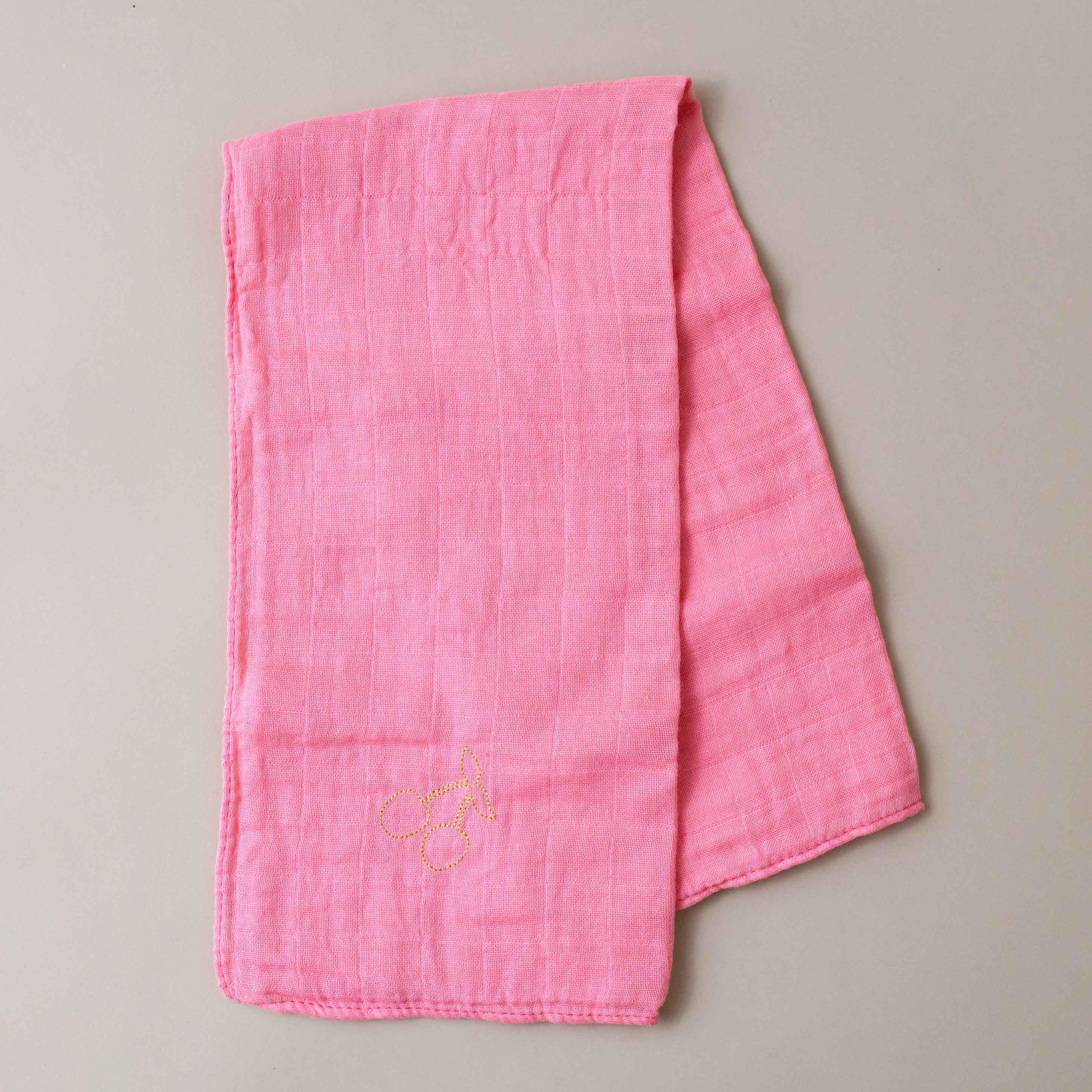 Embroidered Cotton Muslin Square | Coral - Baby (Accessories) - pucciManuli