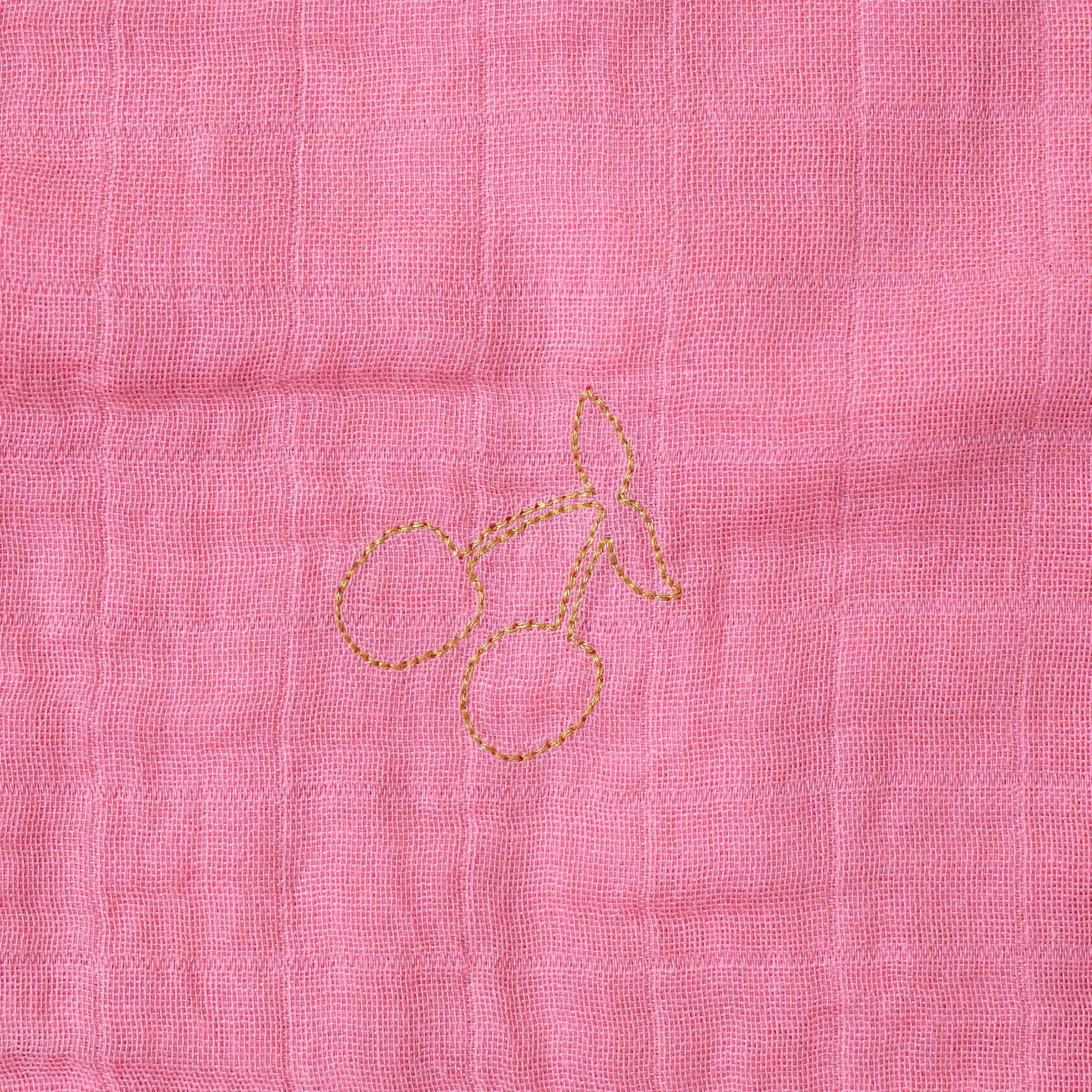 Embroidered Cotton Muslin Square | Coral - Baby (Accessories) - pucciManuli