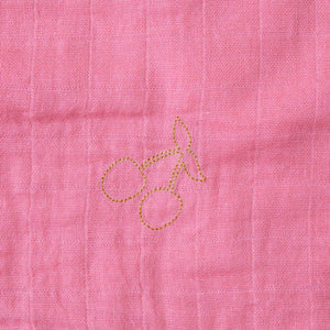 Embroidered Cotton Muslin Square | Coral - Baby (Accessories) - pucciManuli