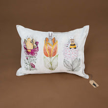Load image into Gallery viewer, embroidered-pocket-pillow-flower-friends-with-mini-bird-bunny-and-bear-insert-pillows